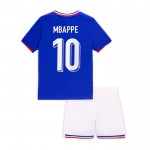 Günstige Fußballtrikots Frankreich Mbappé 10 Kinder Heimtrikot EURO 2024 Kurzarm